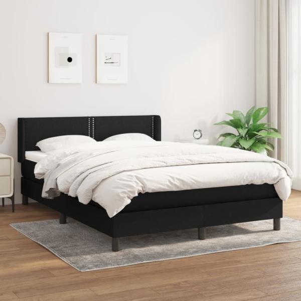 vidaXL Boxspringbett mit Matratze Schwarz 140x200 cm Stoff 3129635