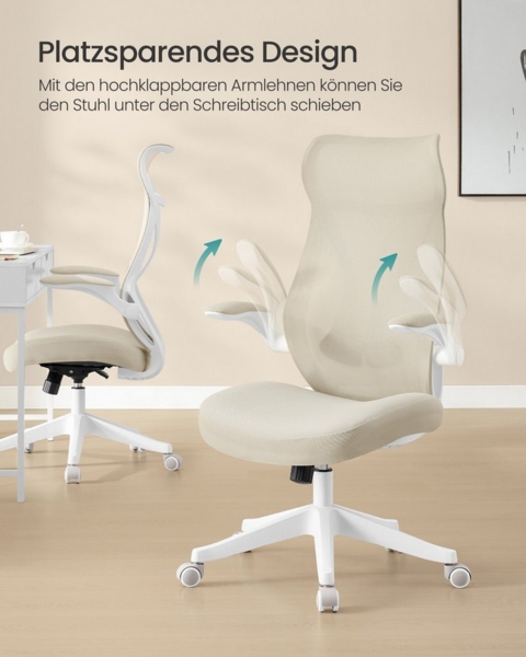Songmics Bürostuhl Schreibtischstuhl, ergonomische Rückenlehne, hochklappbare Armlehnen Bild 3