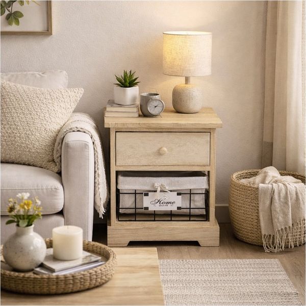 HTI-Living Kommode Kommode Melia mit Schublade und Korb Artisaneiche (Stück, 1 St, 1 Kommode)