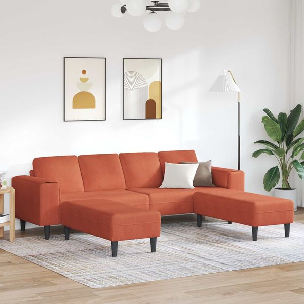vidaXL Sofa Rot-Orange 250 x 188 x 76 cm Cordstoff 3335138