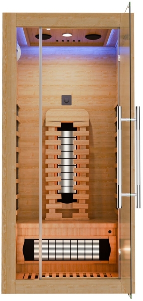 Artsauna Infrarotkabine Kiruna90 Premium mit Vollspektrum- & Flächenstrahler, 1 Person, LED Farblicht & Glastür, Infrarotsauna Sauna Bild 1