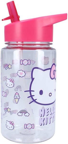 Hello Kitty „Drink Up“ Trinkflasche Mit Strohhalm und pinkem Henkel