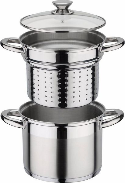 GSW Spaghettitopf Treviso, Edelstahl 18/8 (1-tlg), Induktion, 6 Liter, inkl. Pastalöffel