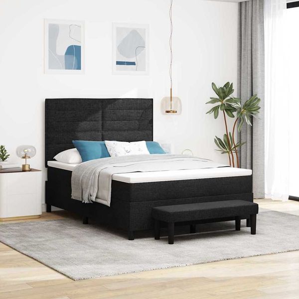 vidaXL Boxspringbett mit Kopfteil Schwarz 140 x 190 cm Stoff 3343990