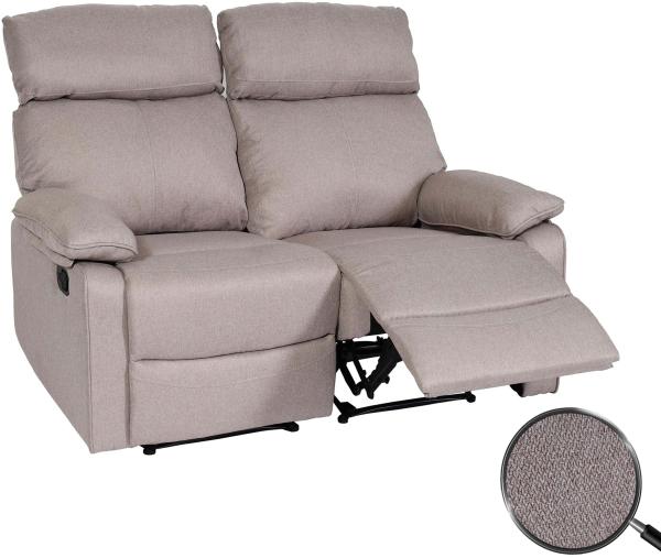 2er Kinosessel HWC-L93, Relaxsessel Fernsehsessel Sofa, Armlehne Liegefunktion Nosagfederung Stoff/Textil ~ grau-braun