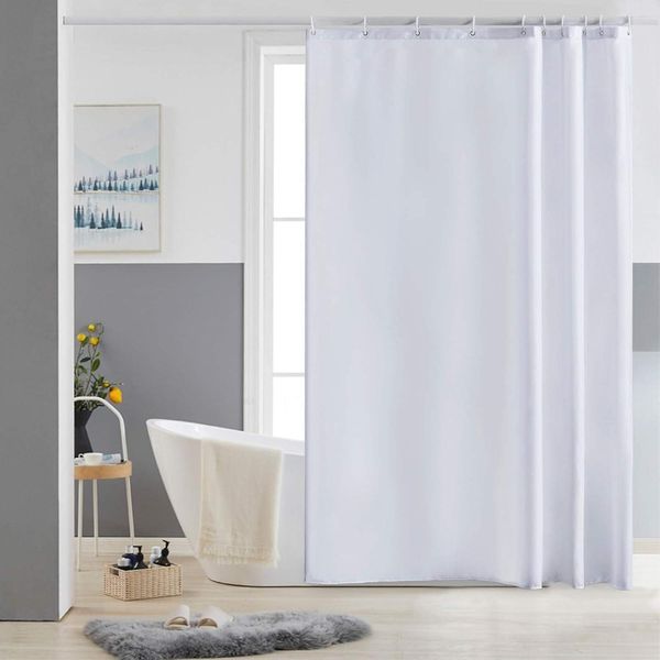 Schmaler Duschvorhang Polyester Weiß 150x200 Wasserabweisend waschbar