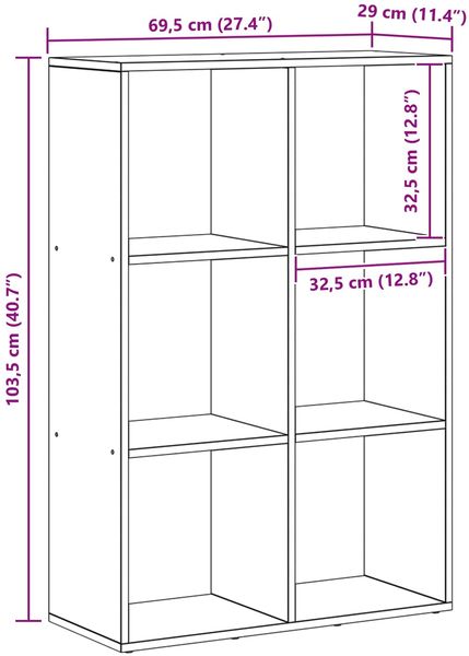 vidaXL Bücherregal Schwarz Eichen-Optik 69,5 x 29 x 103,5 cm 879665 Bild 12