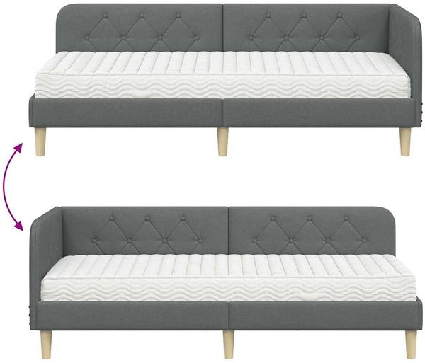 vidaXL Eckbettgestell Dunkelgrau 80 x 200 cm Stoff 3394102 Bild 12