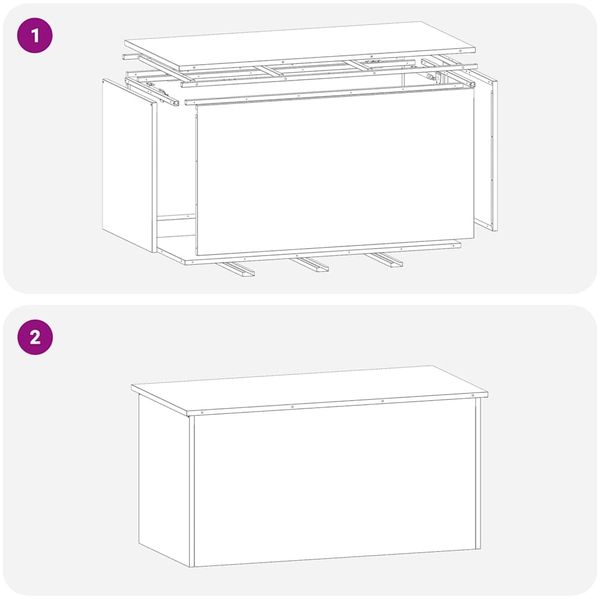 vidaXL Gartenlagerkissenbox Stahl 100 x 50,5 x 50 cm 220 Silber 874564 Bild 10