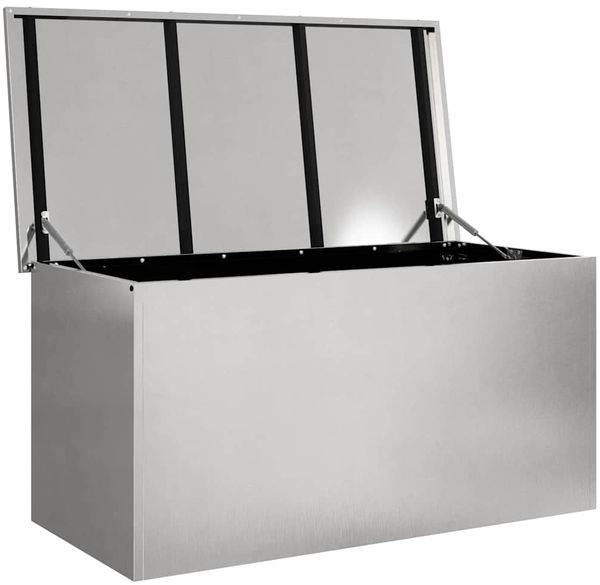 vidaXL Gartenlagerkissenbox Stahl 100 x 50,5 x 50 cm 220 Silber 874564 Bild 5