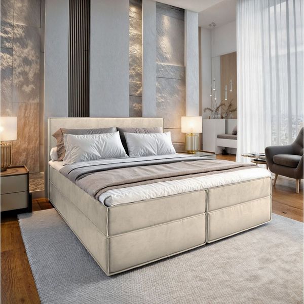 Masseno Boxbett PELLIO 160x200 cm mit Bonell Matratze und Topper