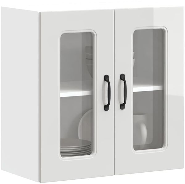 vidaXL Küchen-Hängeschrank mit Glastür Kalmar Hochglanz-Weiß Holzwerkstoff 853669