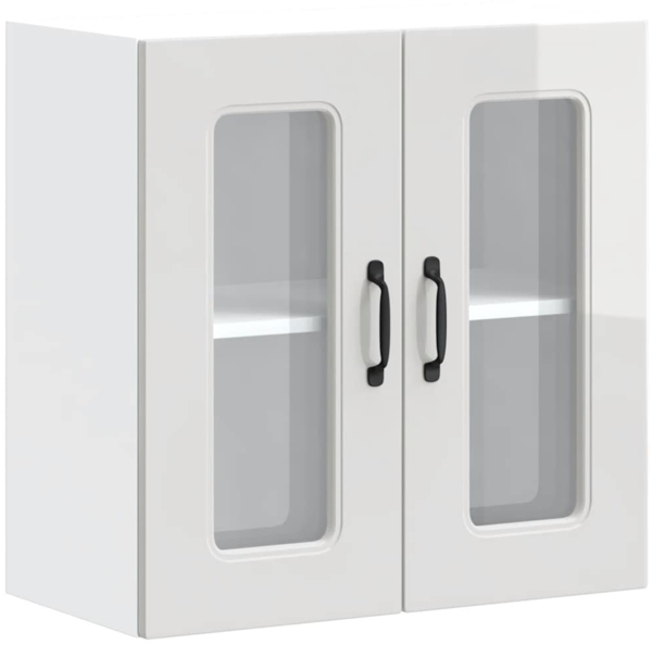 vidaXL Küchen-Hängeschrank mit Glastür Kalmar Hochglanz-Weiß Holzwerkstoff 853669