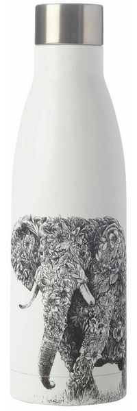 Maxwell & Williams Marini Ferlazzo Trinkflasche, Wasserflasche, Elephant, Edelstahl, Schwarz, Weiß, 500 ml, JR0016