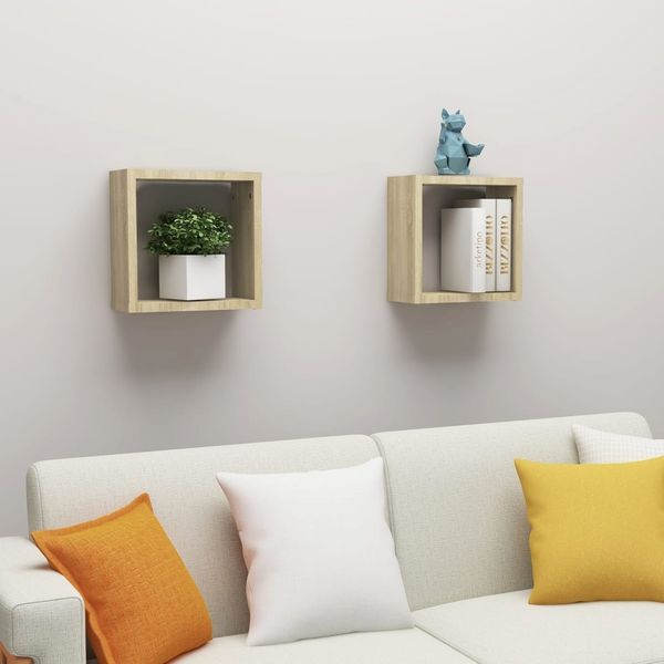 vidaXL Würfelregale 2 Stk. Sonoma-Eiche 30x15x30 cm 807007