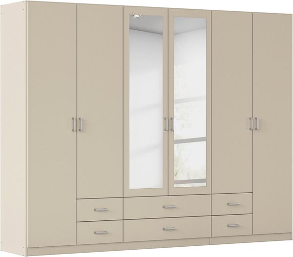 rauch Kleiderschrank Schrank Garderobe Ankleide GAMMA Breiten 91/136/181/226/271/315/360 cm (in 3 Ausstattungen BASIC/CLASSIC/PREMIUM (inkl. SOFT-CLOSE-Funktion) verschiedene Griff-Varianten, mit Spiegel TOPSELLER MADE IN GERMANY