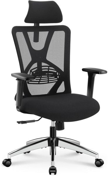 Ergonomischer Bürostuhl mit hoher Rückenlehne, Lendenwirbelstütze & 3D Armlehne