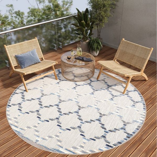 Tapiso Outdoorteppich PATIO, rund, Höhe: 6 mm, Indoor, Outdoor, Wohnzimmer, Balkon