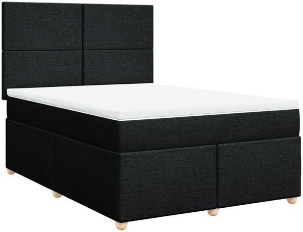 vidaXL Boxspringbett mit Matratze Schwarz 140x190 cm Stoff 3293570 Bild 3