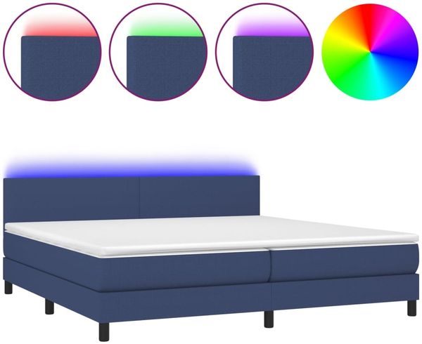 Boxspringbett mit Matratze & LED Stoff Blau 200x200 cm, Härtegrad: H2 [3133027] Bild 2