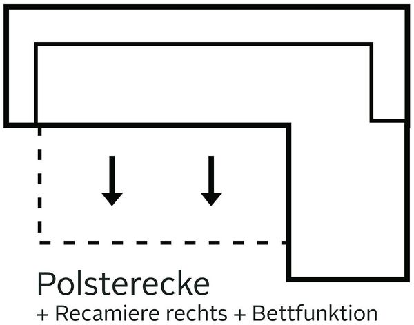 exxpo - sofa fashion Ecksofa Salerno, Funktionssofa, Breite 280cm, hoher Sitzkomfort, L-Form, inkl. Kopf- und Armteilverstellung, wahlweise mit Bettfunktion