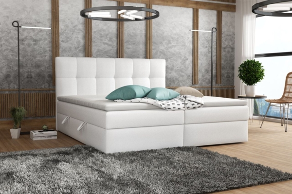 Boxspringbett Schlafzimmerbett ARTURO 180x200cm Kunstleder Soft Weiß