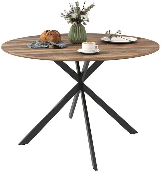 HOMCOM Esstisch (für Esszimmer, Küche, Wohnzimmer, 1-St, rund, 120 x 120 x 75 cm), Braun
