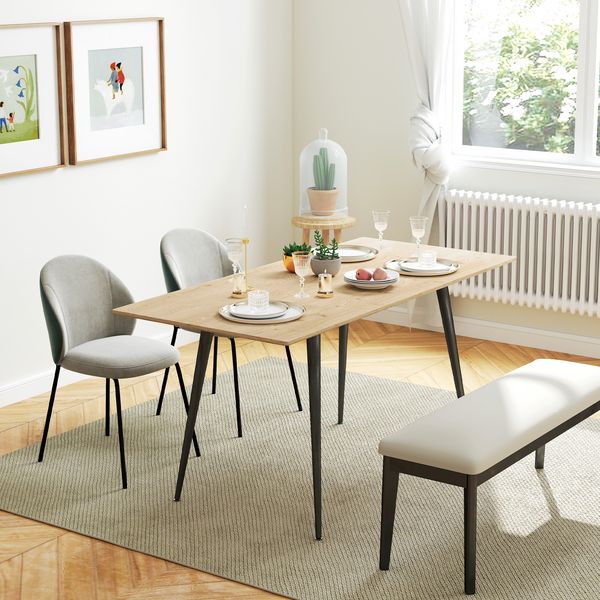 Esstisch 120/160x75x77 cm ausziehbar mit Stahlrahmen, Natural Wood