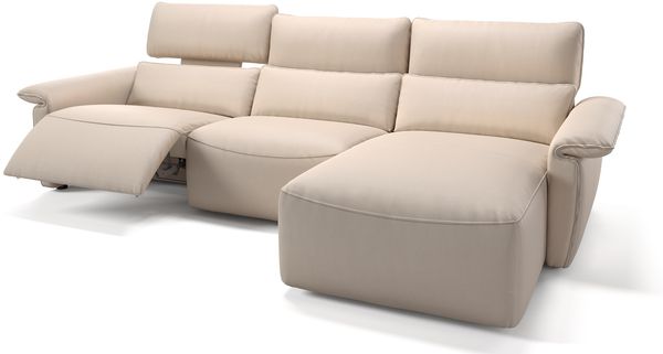 Sofanella Ecksofa Merida Ledercouch Eckcouch Relaxsofa in Creme
