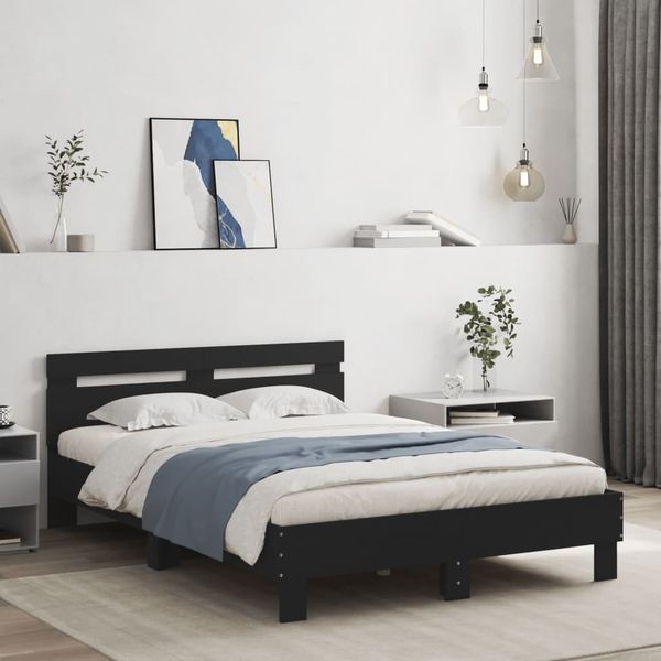 vidaXL Bettgestell mit Kopfteil Schwarz 120x200 cm Holzwerkstoff 3207428