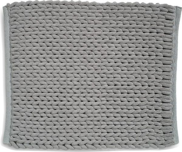 kela Badematte rutschfest 70 x 120 x 2 cm Marie, Badezimmerteppich grau, waschbar, recyceltes Polyester & Baumwolle, Badvorleger in Strickstruktur