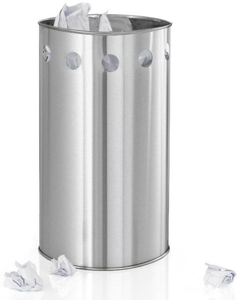 Blomus Papierkorb Symbolo mit Kunststoffeinsatz, Mülleimer, Ø 21 cm, Edelstahl matt, 68042