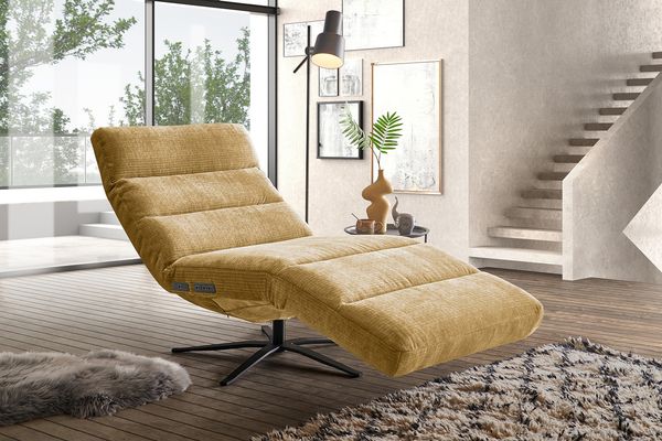 KAWOLA Relaxliege ALINA motorisch Cord Vintage senf 115 x 156 x 82 cm