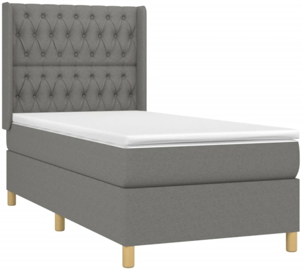 vidaXL Boxspringbett mit Matratze Dunkelgrau 100x200 cm Stoff 3132210 Bild 5