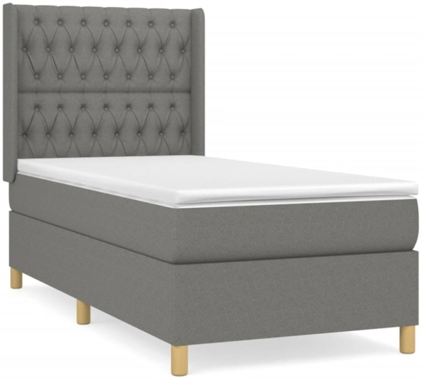 vidaXL Boxspringbett mit Matratze Dunkelgrau 100x200 cm Stoff 3132210 Bild 2