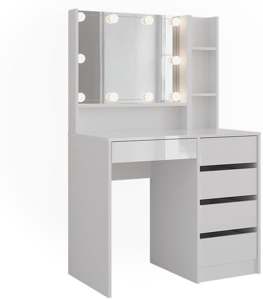 Schminktisch Sherry Weiß/Weiß Hochglanz 89.8 cm 4 Teile Vicco