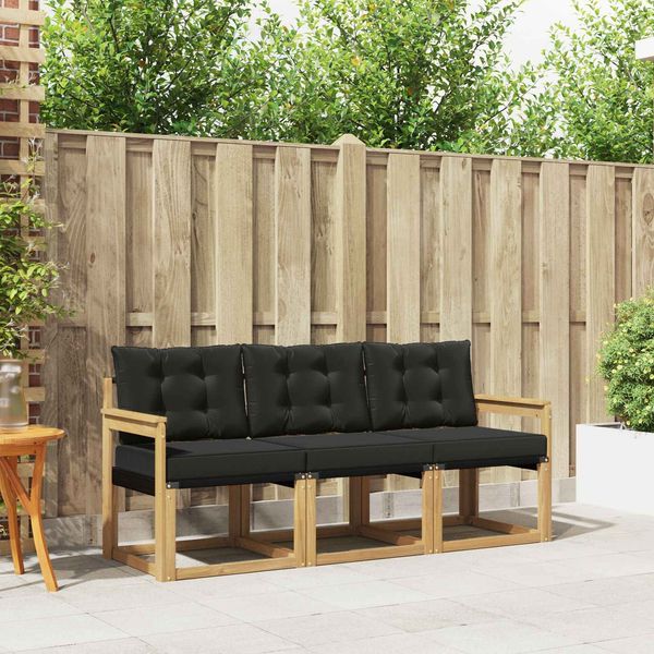 vidaXL Outdoor-Sofagarnitur mit Kissen 3 pcs Weiß und Schwarz 3389158