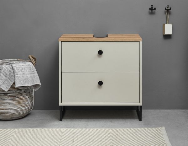 BASIC by Balculina Waschbeckenunterschrank Linea (1-St) Breite 60cm, U-Profil Füße, Unterflurauszug