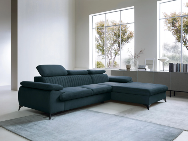 Vente-unique - Ecksofa mit Schlaffunktion - Ecke rechts - Samt - Hellblau - SAMARA von PASCAL MORABITO Bild 1