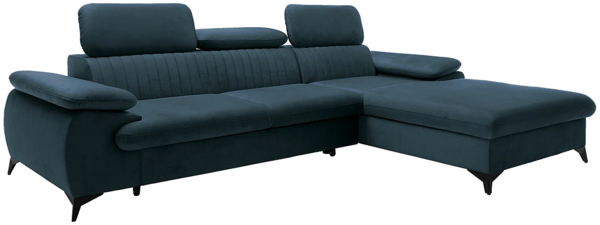Vente-unique - Ecksofa mit Schlaffunktion - Ecke rechts - Samt - Hellblau - SAMARA von PASCAL MORABITO Bild 4