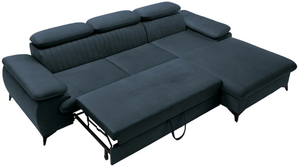 Vente-unique - Ecksofa mit Schlaffunktion - Ecke rechts - Samt - Hellblau - SAMARA von PASCAL MORABITO Bild 5