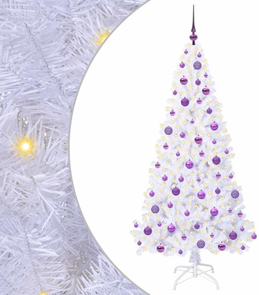 vidaXL Künstlicher Weihnachtsbaum Weiß 180 cm PVC und Stahl 3426773