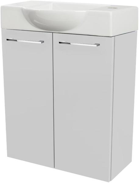 Fackelmann SBC SCENO Gäste WC Set 2-teilig 55 cm, Weiß, 2-Türen, Keramik, Hahnloch rechts