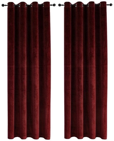 Haus und Deko Gardine Vorhang 2er Set Ösen Verdunkelung 140x245 cm Samt weich blickdicht (2 St), Ösen, Polyester