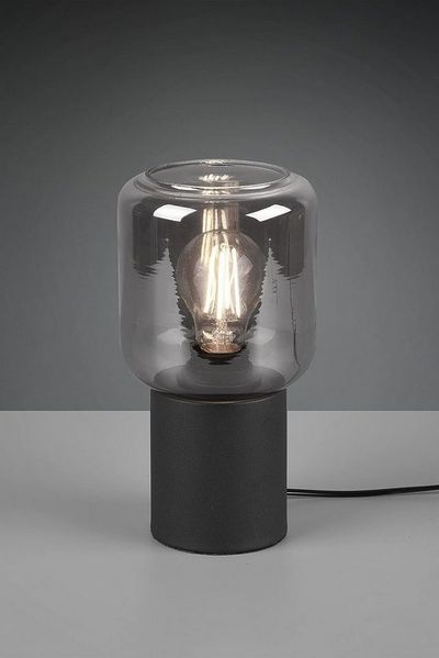 lightling Tischleuchte Niklas, ohne Leuchtmittel, Tischlampe mit Schirm aus Rauchglas