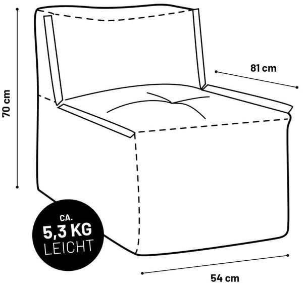 Lumaland Sitzsack-Sofa, Polyester, Mittelteil, Grau, 70 x 81 x 54 cm Bild 9