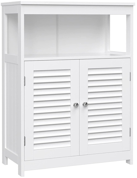 Vasagle Badschrank mit offenem Fach und 2 Türen, MDF, 30 x 60 x 80 cm, Weiß
