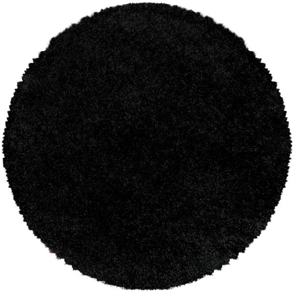 Hochflor Teppich Sima rund - 200 cm Durchmesser - Schwarz