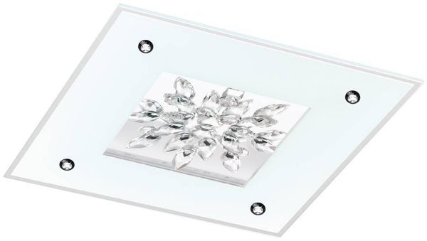 Eglo 97498 LED Deckenleuchte BENALUA 1 mit Kristallen weiß, klar L:47cm B:47cm H:7,5cm