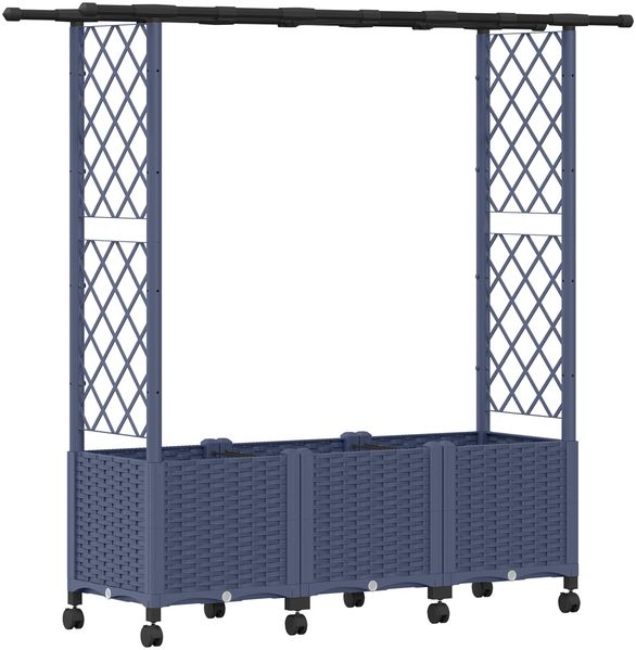vidaXL Hochbeet mit Rankgitter und Dach Grau 162,5 x 40 x 142 cm PP 3423118 Bild 2